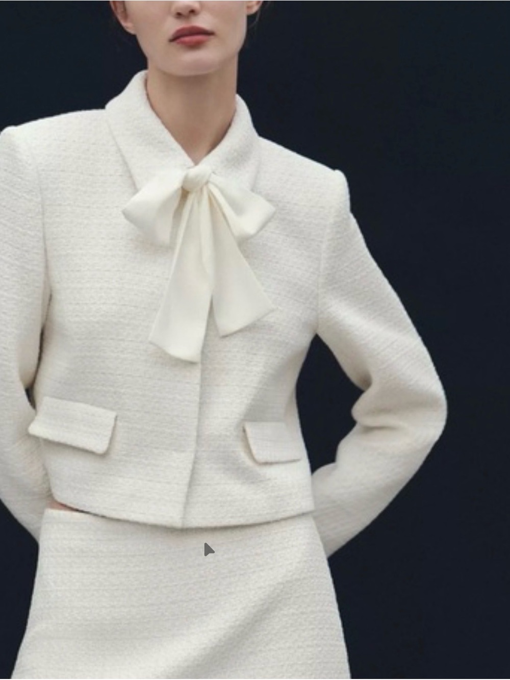 Zara Ivory Tweed Blazer Jacket